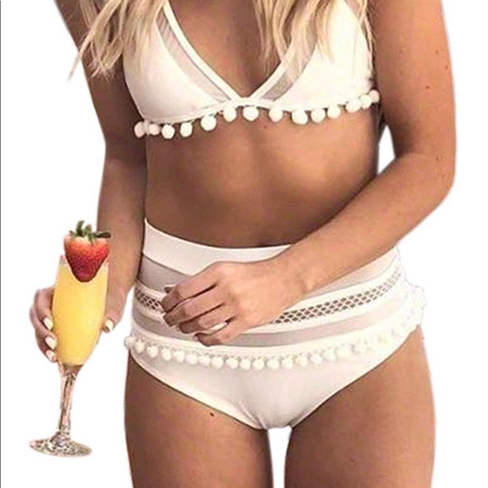 2 piece white swim suit